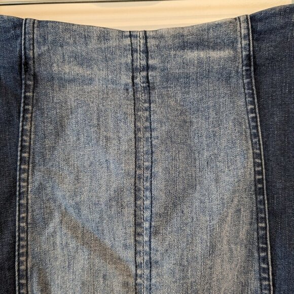 Free People Modern Femme Denim Mini Skirt Color Block Two-Tone A-Line Womens 8 - Picture 9 of 15